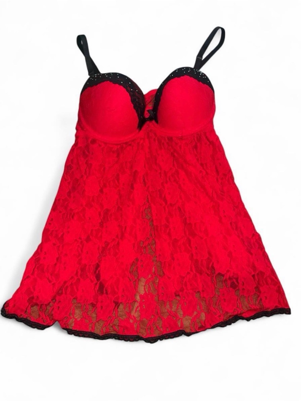 Secret Treasures Red Lace Chemise with Black Trim